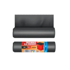 Worki na śmieci 60L – mocne, grube, wytrzymałe, rolka 10 sztuk