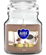 Świeca zapachowa Aura Coffee 120 g w szklanym słoiczku, aromat świeżo parzonej kawy, czas palenia do 28 godzin
