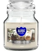 Świeca zapachowa Aura Self Care SPA 120 g w szklanym słoiczku, delikatny aromat, czas palenia do 28 godzin